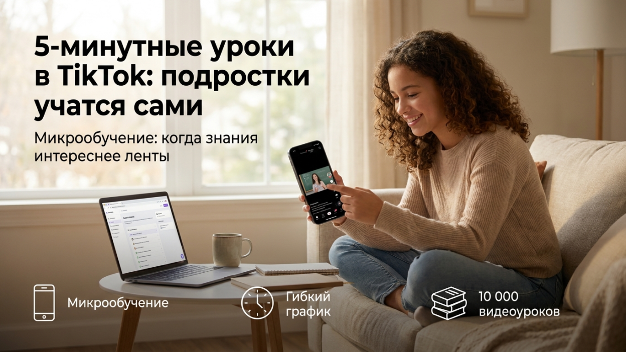Микрообучение для подростков: уроки по 5 минут в TikTok-формате.