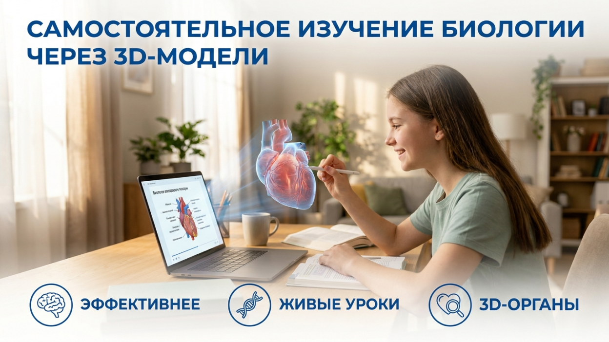 Самостоятельное изучение биологии через 3D-модели органов.