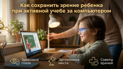 Как сохранить зрение ребенка при активной учебе за ПК.